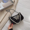 Women Handbag Butterfly Rhinestone Pearl Chain PU Shoulder Crossbody Bag Ladies Chain Shoulder Messenger Bag