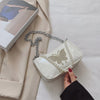 Women Handbag Butterfly Rhinestone Pearl Chain PU Shoulder Crossbody Bag Ladies Chain Shoulder Messenger Bag