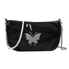 Women Handbag Butterfly Rhinestone Pearl Chain PU Shoulder Crossbody Bag Ladies Chain Shoulder Messenger Bag