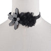 Women Handmade Leather Flower Punk Collar Choker Necklace Punk Jewelry Accessory Red/Black