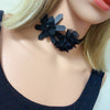 Women Handmade Leather Flower Punk Collar Choker Necklace Punk Jewelry Accessory Red/Black
