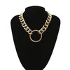 Women Hip Hop Circle Pendant Thick Chain Choker Necklace Jewelry Year Gift