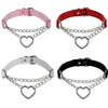 Women Hiphop cute cosplay Maid Collar Punk Gothic Leather Choker Metal Chain Harajuku Adjustable Heart Necklace JewelrC