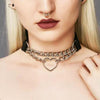 Women Hiphop cute cosplay Maid Collar Punk Gothic Leather Choker Metal Chain Harajuku Adjustable Heart Necklace JewelrC