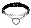 Women Hiphop cute cosplay Maid Collar Punk Gothic Leather Choker Metal Chain Harajuku Adjustable Heart Necklace JewelrC