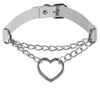Women Hiphop cute cosplay Maid Collar Punk Gothic Leather Choker Metal Chain Harajuku Adjustable Heart Necklace JewelrC
