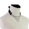 Women Hiphop cute cosplay Maid Collar Punk Gothic Leather Choker Metal Chain Harajuku Adjustable Heart Necklace JewelrC