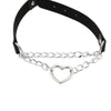 Women Hiphop cute cosplay Maid Collar Punk Gothic Leather Choker Metal Chain Harajuku Adjustable Heart Necklace JewelrC
