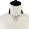 Women Hiphop cute cosplay Maid Collar Punk Gothic Leather Choker Metal Chain Harajuku Adjustable Heart Necklace JewelrC