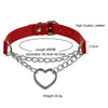 Women Hiphop cute cosplay Maid Collar Punk Gothic Leather Choker Metal Chain Harajuku Adjustable Heart Necklace JewelrC