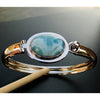 Women Jewelry High Quality Natural Larimar Bracelet Fine Jewelry Larimar Bangle 100% 925 Sterling Silver Bangle for Women's Gift