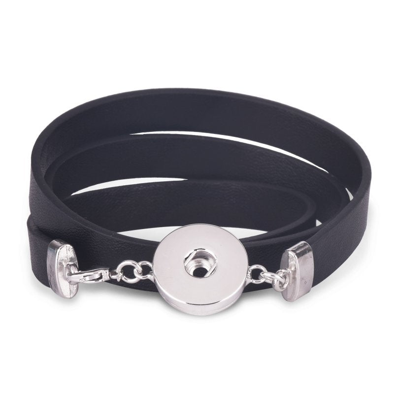Women Keep Collective Bracelets Wrap Leather Snap Buttons Charm Bracelet Bangle for 18mm Snap Jewelry Accessories Making