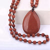 Women Long Necklace Ball Chain Water Drop Anime Pendant Men Fine Jewelry Crystal Power Stone Genuine Gem Female jade Gift Male