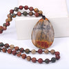 Women Long Necklace Ball Chain Water Drop Anime Pendant Men Fine Jewelry Crystal Power Stone Genuine Gem Female jade Gift Male