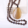 Women Long Necklace Ball Chain Water Drop Anime Pendant Men Fine Jewelry Crystal Power Stone Genuine Gem Female jade Gift Male