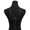 Women Long Necklace Body Sexy Chain Bare Back Gold Silver Color Crystal Pendant Chain Necklace Backdrop Beach Body jewelry