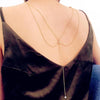 Women Long Necklace Body Sexy Chain Bare Back Gold Silver Color Crystal Pendant Chain Necklace Backdrop Beach Body jewelry
