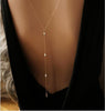 Women Long Necklace Body Sexy Chain Bare Back Gold crystal Rhinestone Pendant Chain Necklace Backdrop Beach Body Jewelry