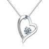 Women Love Pendant Necklace 925 Sterling Silver AAA Cubic Zircon Crystal Heart Pendant Necklace Lady Jewelry Accessories