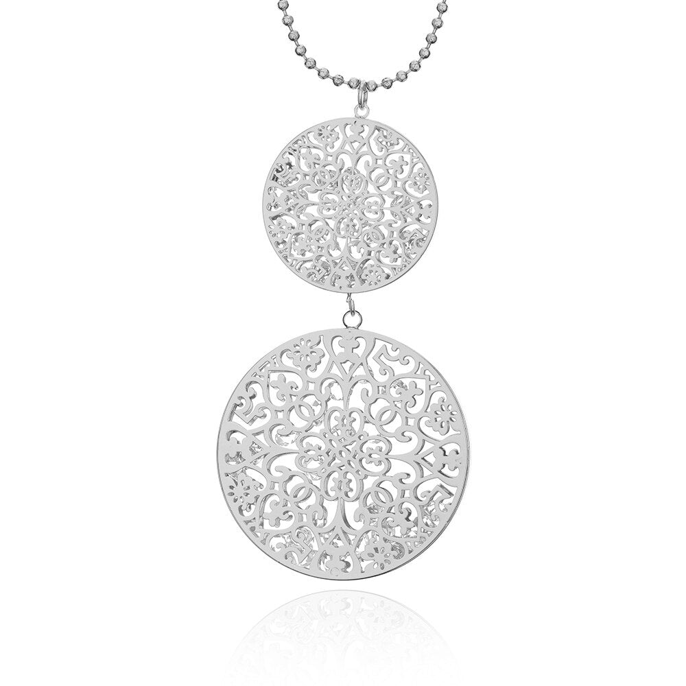 Women  Pendant &amp; Necklacec  Cubic Zirconia In Hollow Round Box Silver Color &amp; Gold Women Gift Necklace XL04379