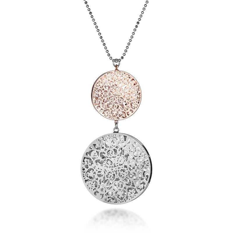 Women  Pendant &amp; Necklacec  Cubic Zirconia In Hollow Round Box Silver Color &amp; Gold Women Gift Necklace XL04379