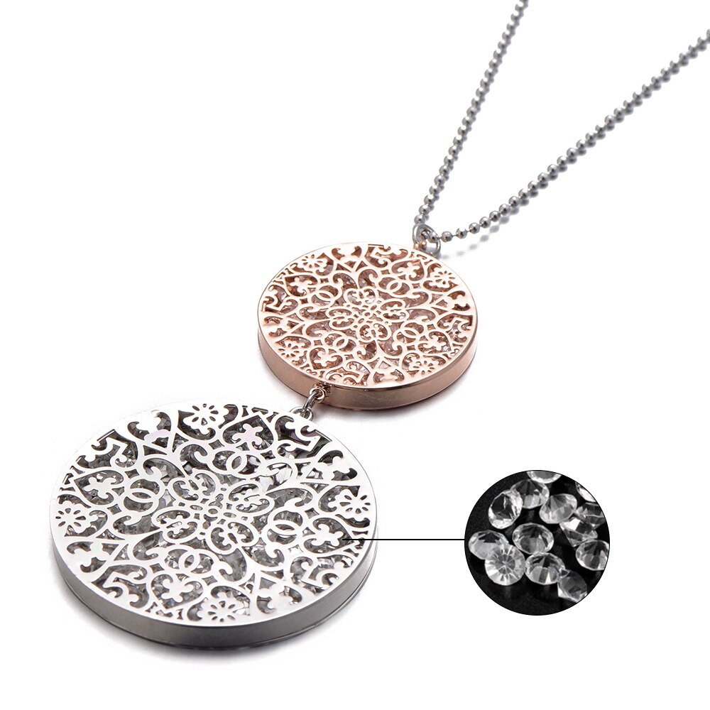 Women  Pendant &amp; Necklacec  Cubic Zirconia In Hollow Round Box Silver Color &amp; Gold Women Gift Necklace XL04379