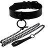 Women Man Dark Black Punk Gothic Sexy Rivet Alternative metal Slave PU Leather Collar Traction Rope Chain Bondage Necklace