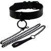 Women Man Dark Black Punk Gothic Sexy Rivet Alternative metal Slave PU Leather Collar Traction Rope Chain Bondage Necklace