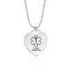 Women Men Necklace Heart Dog Tag Pendant for Medical Alert ID Necklaces ICE SOS Jewelry EPILEPSY DIABETIC