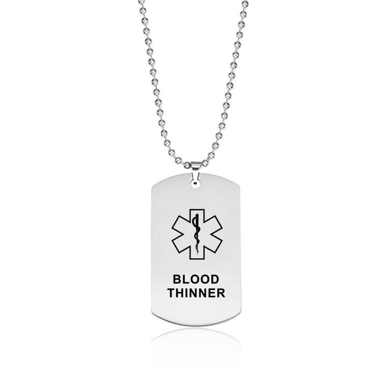 Women Men Necklace Heart Dog Tag Pendant for Medical Alert ID Necklaces ICE SOS Jewelry EPILEPSY DIABETIC