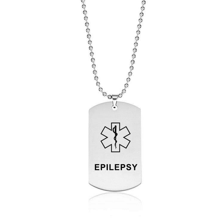 Women Men Necklace Heart Dog Tag Pendant for Medical Alert ID Necklaces ICE SOS Jewelry EPILEPSY DIABETIC