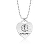 Women Men Necklace Heart Dog Tag Pendant for Medical Alert ID Necklaces ICE SOS Jewelry EPILEPSY DIABETIC