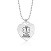 Women Men Necklace Heart Dog Tag Pendant for Medical Alert ID Necklaces ICE SOS Jewelry EPILEPSY DIABETIC