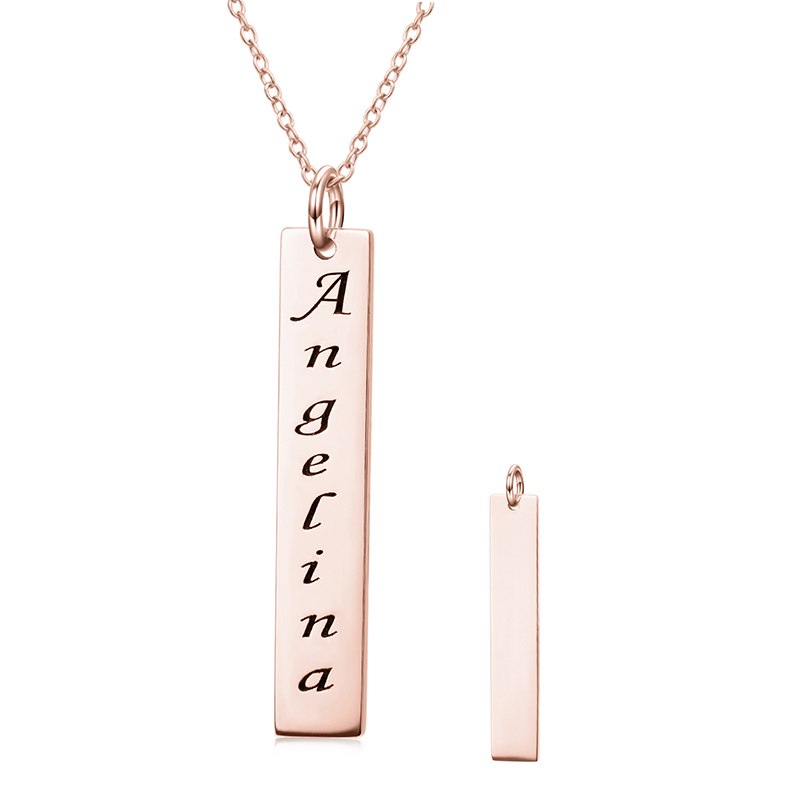 Women Men Personalized Name Necklace Engrave 925 Sterling Silver Customized Pendant Bar Necklaces - Custom Made with Any Name