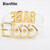 Women Men Unisex Custom Handmade Letter Choker Necklace Kawaii Punk Goth BDSM Collar Gold Metal Transparent Leather BABE Choker