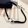 Women Minimalism Jewelry Black Flannel Hollow Alloy Ring Pendant Chokers Gothic Hip-hop Party Necklace Gift