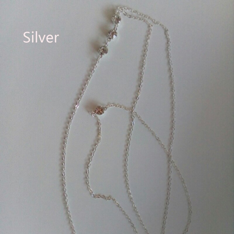 Women Multi layer Long Necklace Body Sexy Chain Bare Back Gold Silver Color Crystal Rhinestone Pendant Chain Necklace