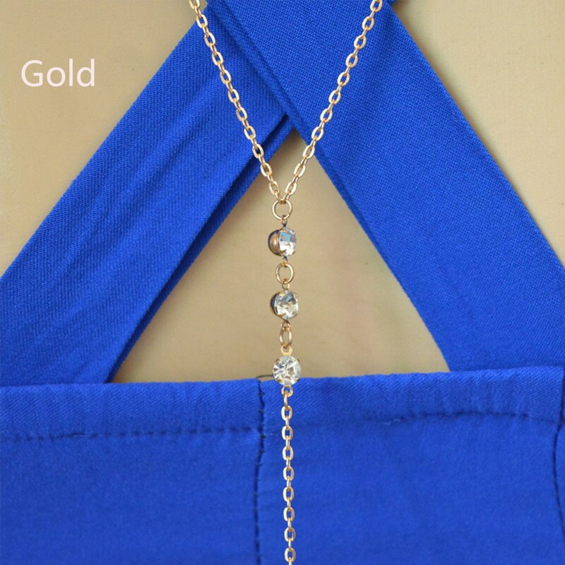 Women Multi layer Long Necklace Body Sexy Chain Bare Back Gold Silver Color Crystal Rhinestone Pendant Chain Necklace