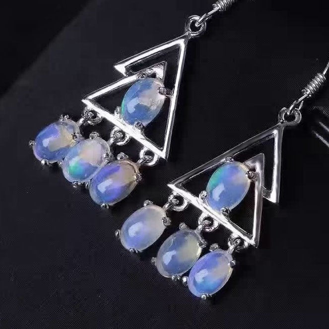 Women Natural Color Opal Gem Stone Drop Earrings Eardrop Genuine 925 Sterling Silver Fine Jewelry ZHHIRY