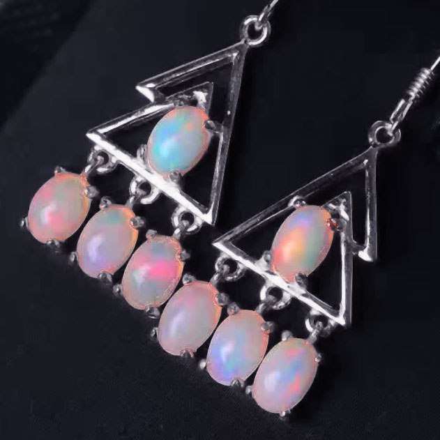 Women Natural Color Opal Gem Stone Drop Earrings Eardrop Genuine 925 Sterling Silver Fine Jewelry ZHHIRY