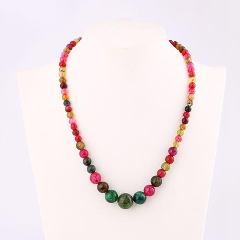 Women Natural Stone Necklace Blue Beads Choker Clavicle Chain Female Crystal Stone Vintage Necklaces Jewelry