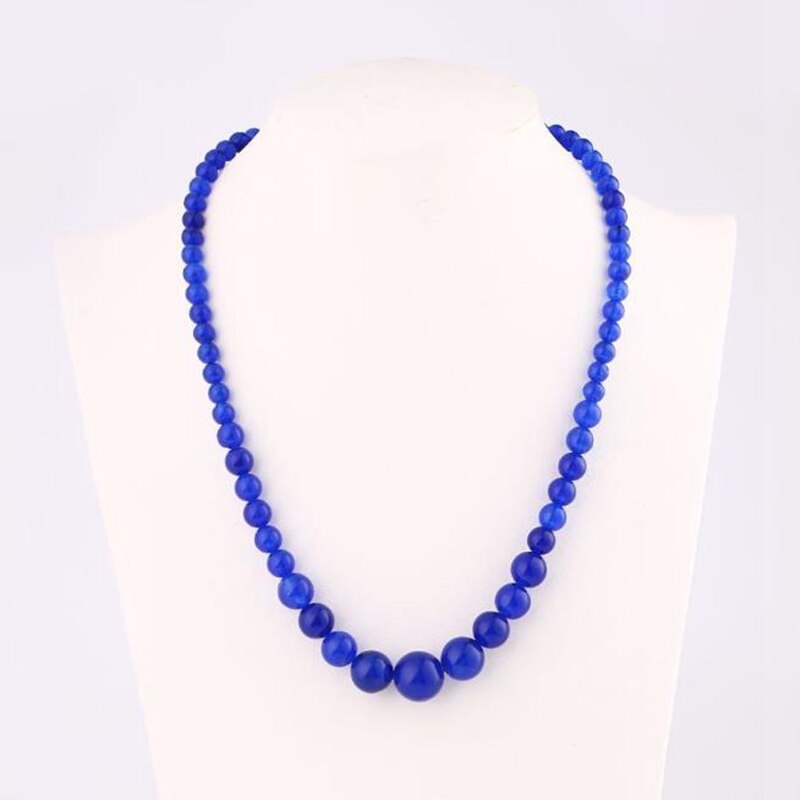Women Natural Stone Necklace Blue Beads Choker Clavicle Chain Female Crystal Stone Vintage Necklaces Jewelry