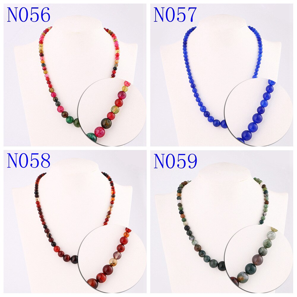 Women Natural Stone Necklace Blue Beads Choker Clavicle Chain Female Crystal Stone Vintage Necklaces Jewelry