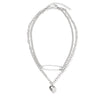 Women Necklaces Set Retro Double Choker Pin Heart Pendant Clavicle Chain Silver Color Necklace Birthday Party Jewelry