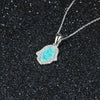 Women Opal 925 Silver Chain Blue Opal Necklace CZ Fine Jewelry Fatima Hamsa Hand Fatima Lucky Amulet Gifts For Women