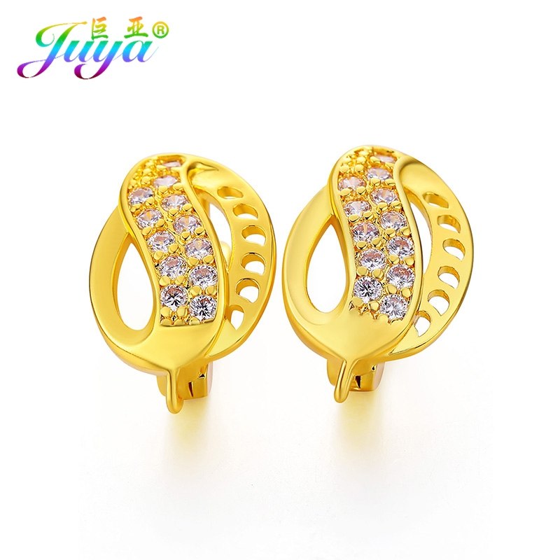 Women Party Jewelry Earrings Supplies Gold/Silver/Rose Gold Cubic Zirconia Hoop Earrings Accessories For Handmade Jewelry Making