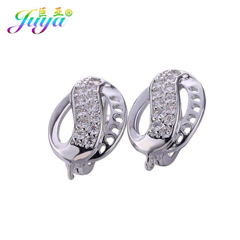 Women Party Jewelry Earrings Supplies Gold/Silver/Rose Gold Cubic Zirconia Hoop Earrings Accessories For Handmade Jewelry Making