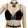 Women Punk Black Pu Leather Harness Belt Bondage Gothic Chain Body Necklace Chain Necklaces Traction Rope Jewelry Gift