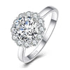 Women Romantic 925 Sterling Silver Rings 8MM Round Big Crystal White CZ Rings for Wedding Engagement S925 Fine Jewelry