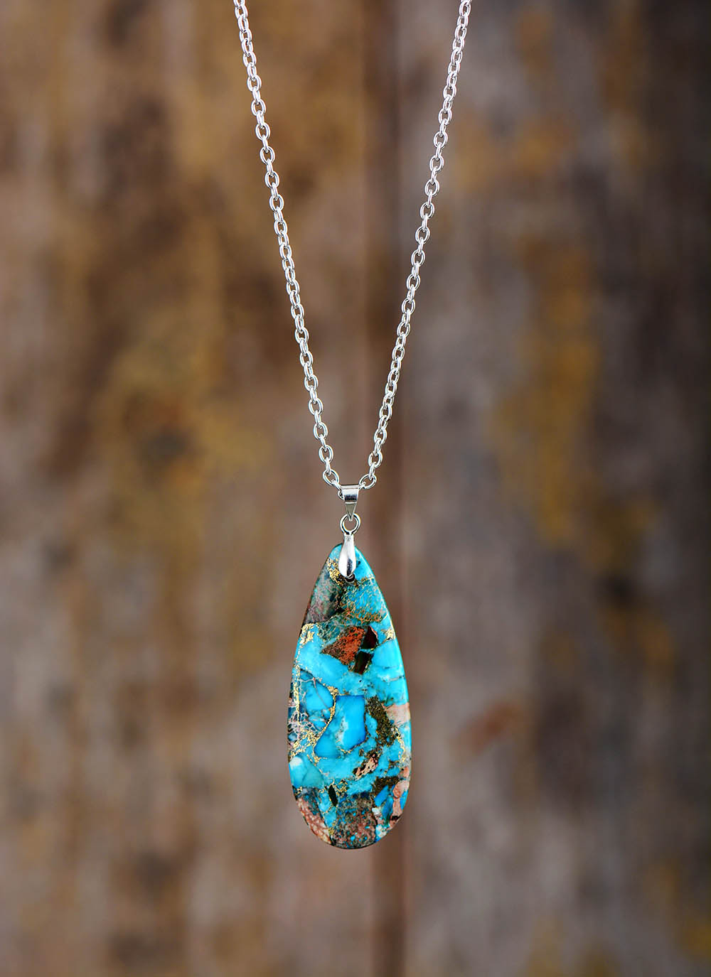Women Semiprecious Stone Pendant Necklace Turquoises Chain Choker Necklace Classic Chic Women Jewelry Bijoux